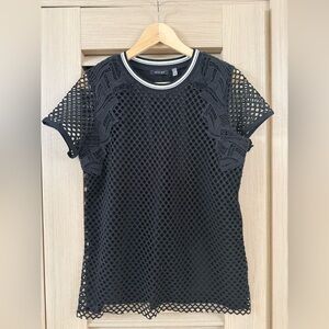 Verve Ami Topshop Black Graphic Fitted Short Sleeve Tee Size M
